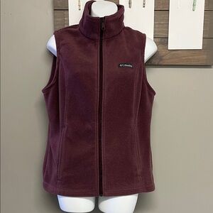 Columbia Mauve Sleeveless Mock Neck Zip-Up Pockets Fleece Vest Medium